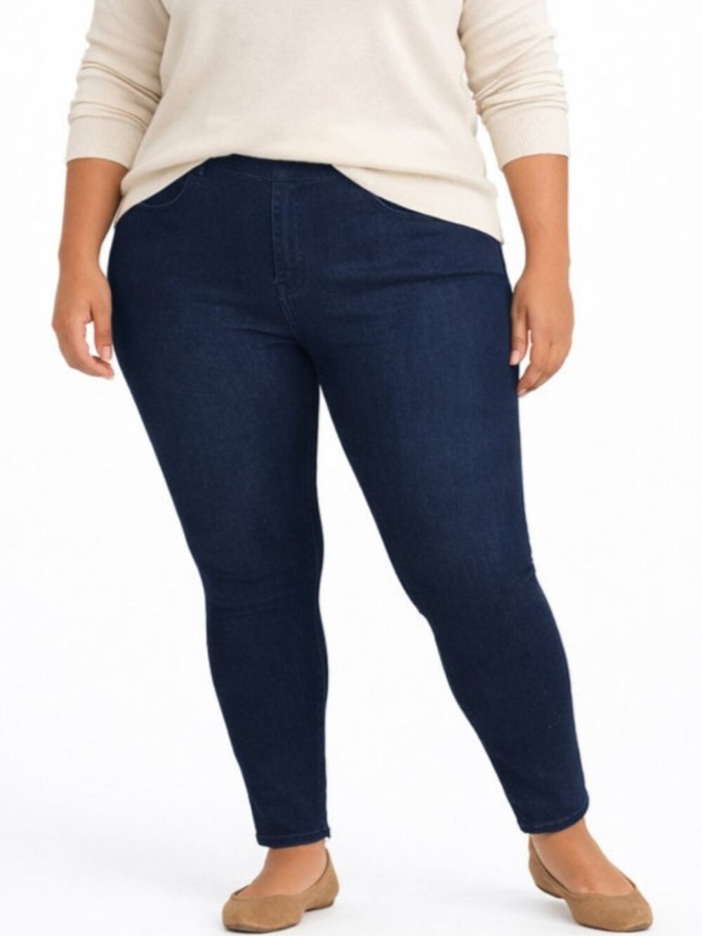 Spanx Jean-ish Ankle Leggings 1X Twilight Rinse Pull On Slim Denim Look Shaping